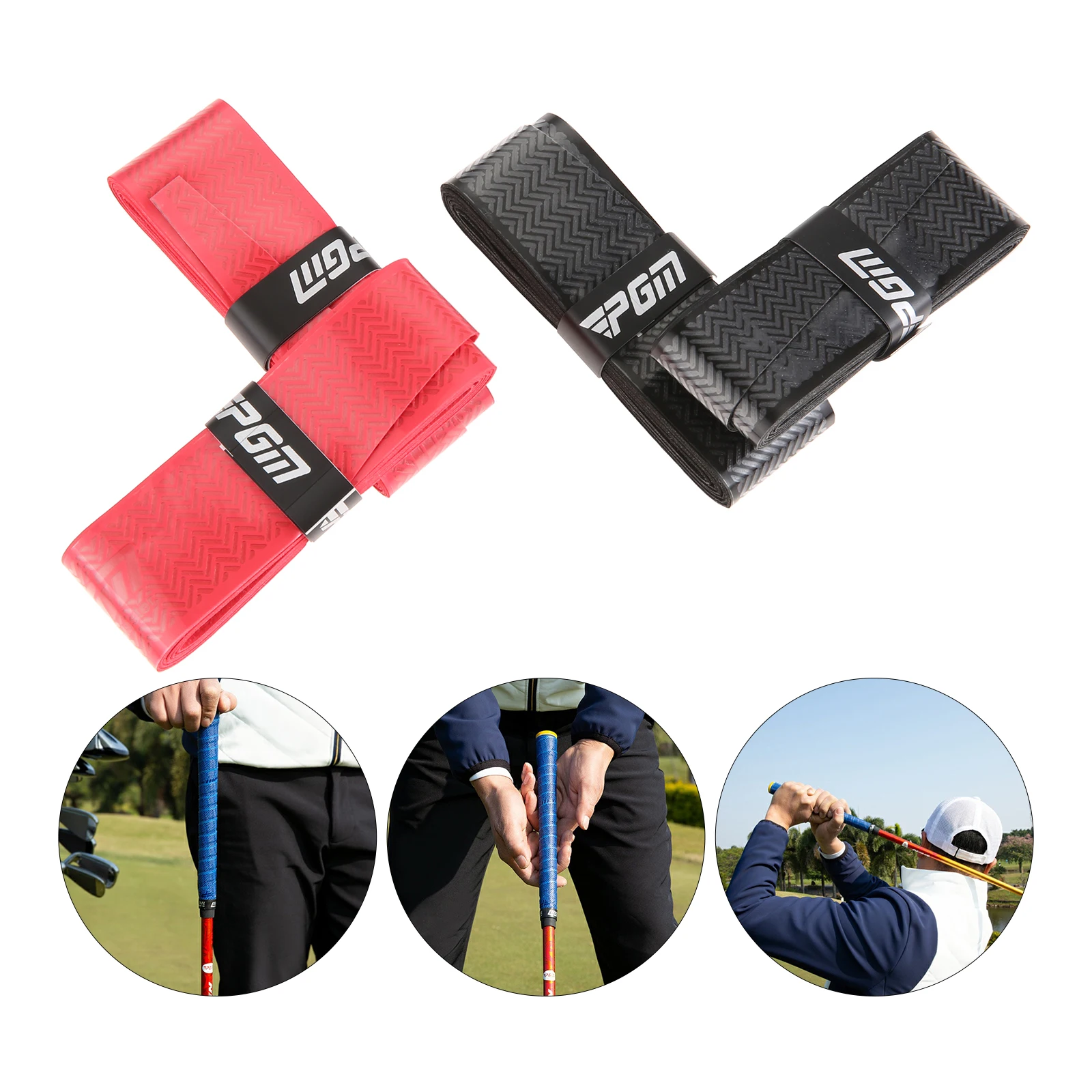 6Pcs Black/Red Golf Grip Wrapping Tapes PU Pattern Hand Rubber Anti-slip Wear-resistant Wrapping Grip Tape Binding Accessories