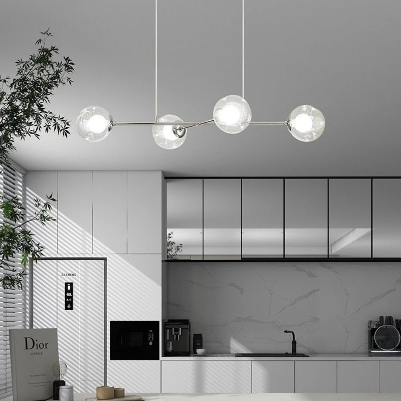 Nordic Modern Clear Glass Chandelier Lights Libra Indoor Magic Bean Light Bauhaus Dining Room Bedroom Hanging Suspension Lamp