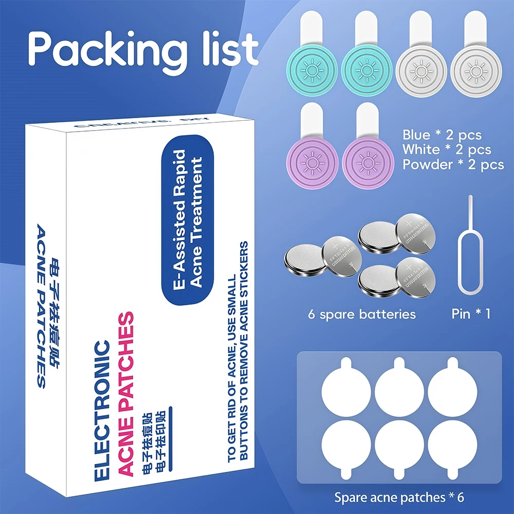 1Set LED Electric Acne Patch, Red & Blue Light Therapy Fast Acne Treatment & Scar Fading, Portable At-Home Skin Care Tool