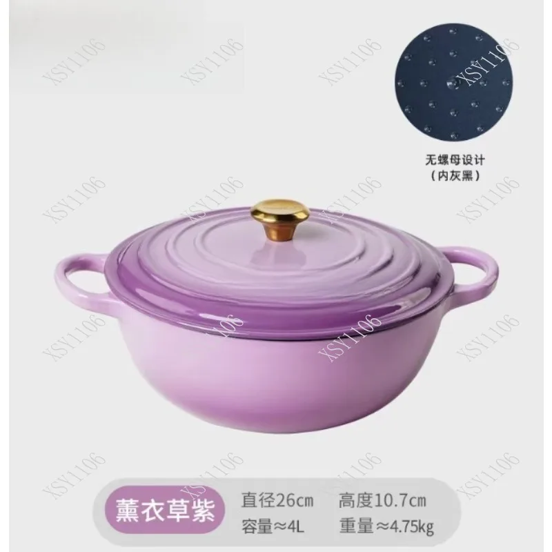 26cm Enameled Cast Iron Mommy Pot Multi-Functional Non-Stick Stew Soup Braising Pot for Home
