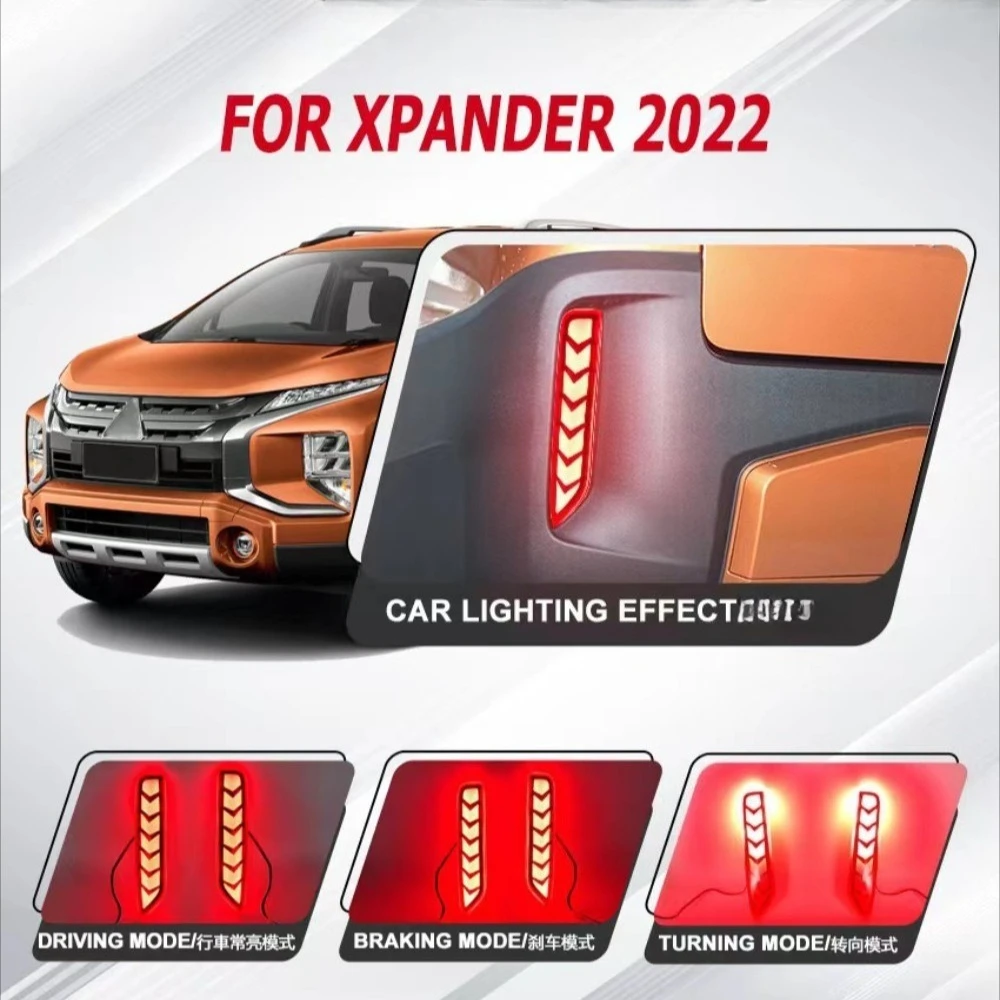 

ДХО для MITSUBISHI XPANDER CROSS, 2 шт., светодиодные задние бамперные фонари-отражатели, динамические указатели поворота, стоп-сигналы, дневные ходовые огни