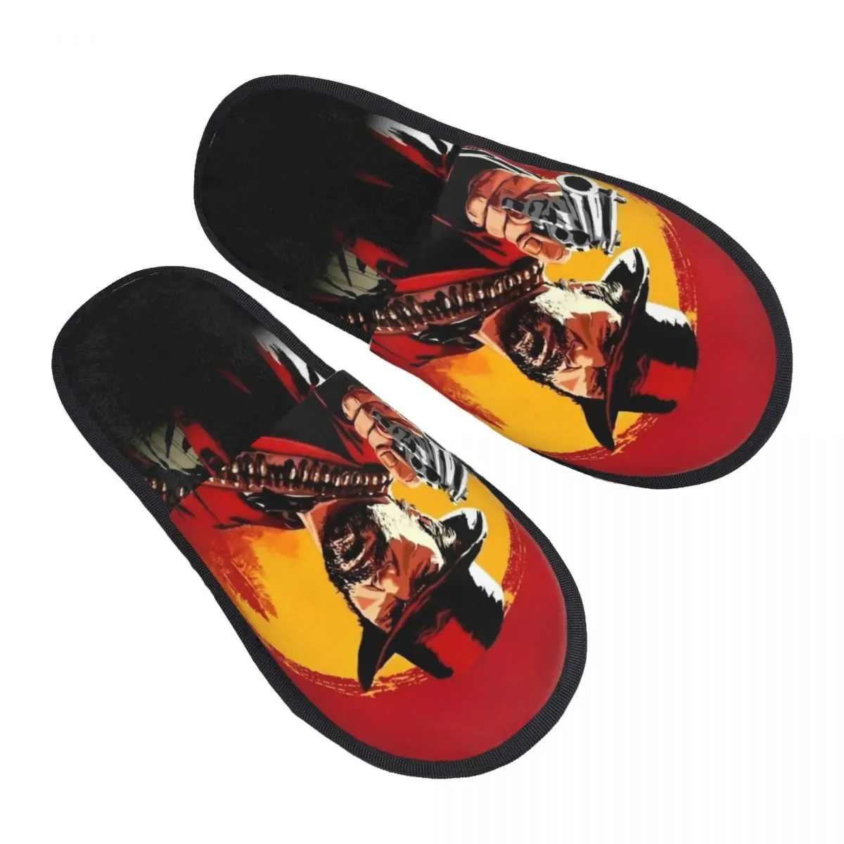 Red Redemptions Slippers Bedroom Cowboy Gaming Soft Household Fur Slides Slippers Non-slip