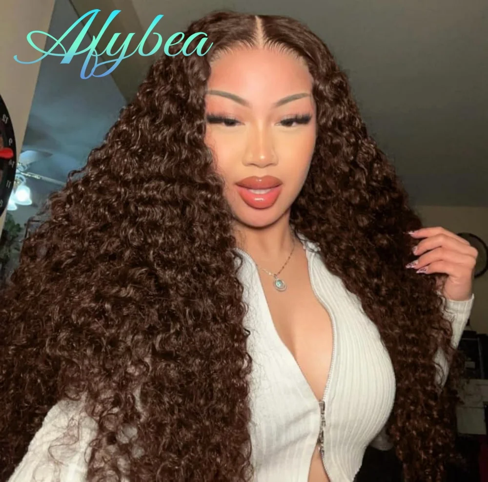 

38-дюймовый шоколадно-коричневый парик с HD-кружевом 13x6, цветной, кудрявый, из натуральных человеческих волос, предварительно выщипанный, бразильский, коричневый, с глубокими волнами