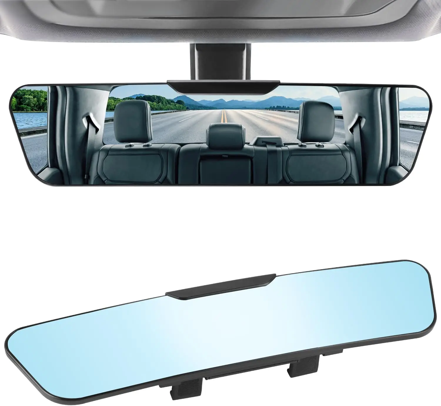 

Universal 12'' Wide Angle Panoramic Convex Rearview Mirror, Clip-on to Eliminate Blind Spot and Antiglare for Cars SUV Trucks