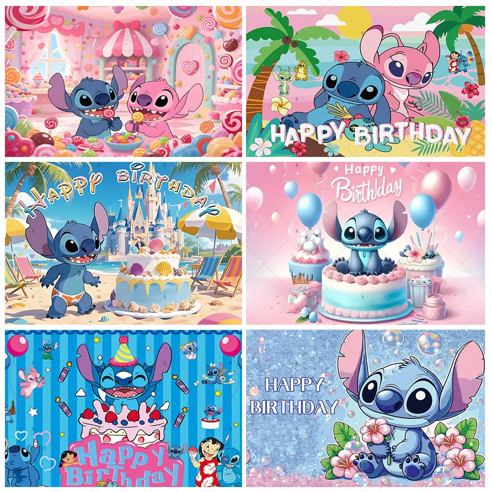 

Disney Lilo&Stitch Background Banner Kid Birthday Party Decoration Stitch Photography Backdrop Baby Shower Supplies Photo Studio