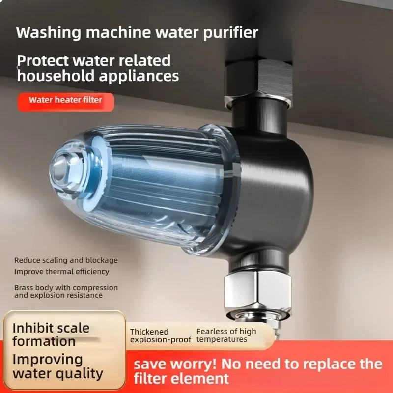 Bathroom Stainless Steel Water Heater Filter Filter Element Can Be Cleaned Brass Front Prefilter Detachable Filter Cartridge