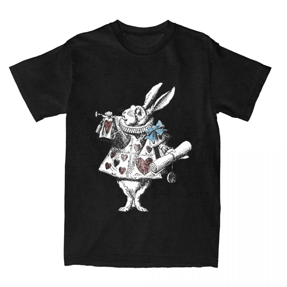 Men Women Alice In Wonderland White Rabbit T Shirt 100% Cotton Clothes Short Sleeve Crewneck Tees Plus Size T-Shirt