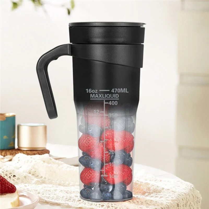 

ABJY-Portable Personal Blender For Shakes And Smoothies Blender With 6 Blades USB Rechargeable Handle And Straw Lid Blender