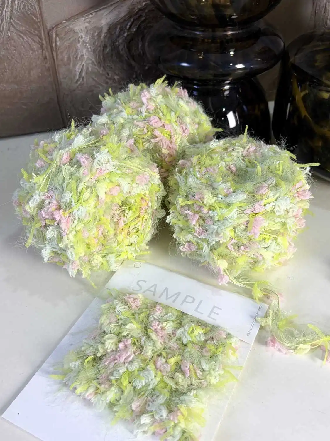 Peach Bud Awakening Pink Green Hand Mixed Thread DIY Characteristic Thread Hand Crochet Yarn Stick Needle Hook Bag Mixed Thread