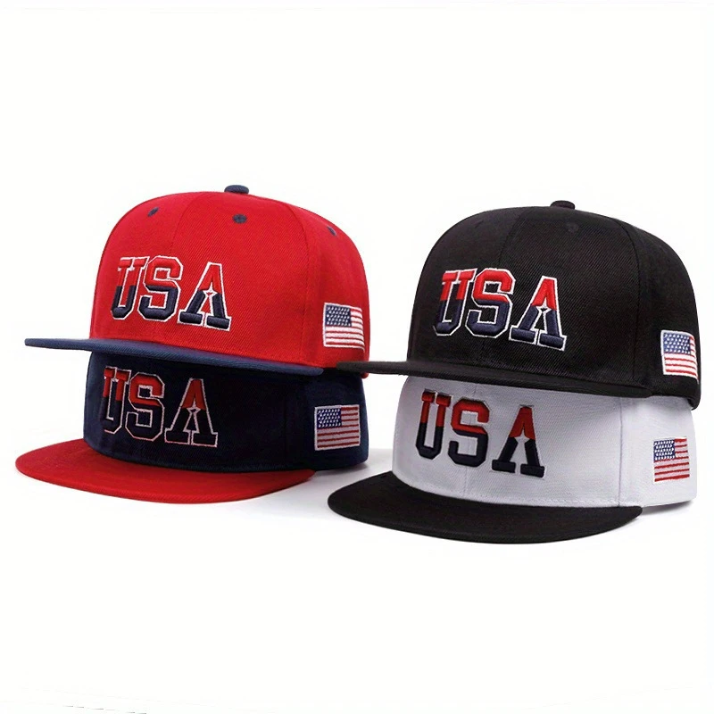 New Man Woman solid color USA Flag fashion Snapback Caps American 4th of July Indepence day flat brim adjustable baseball caps