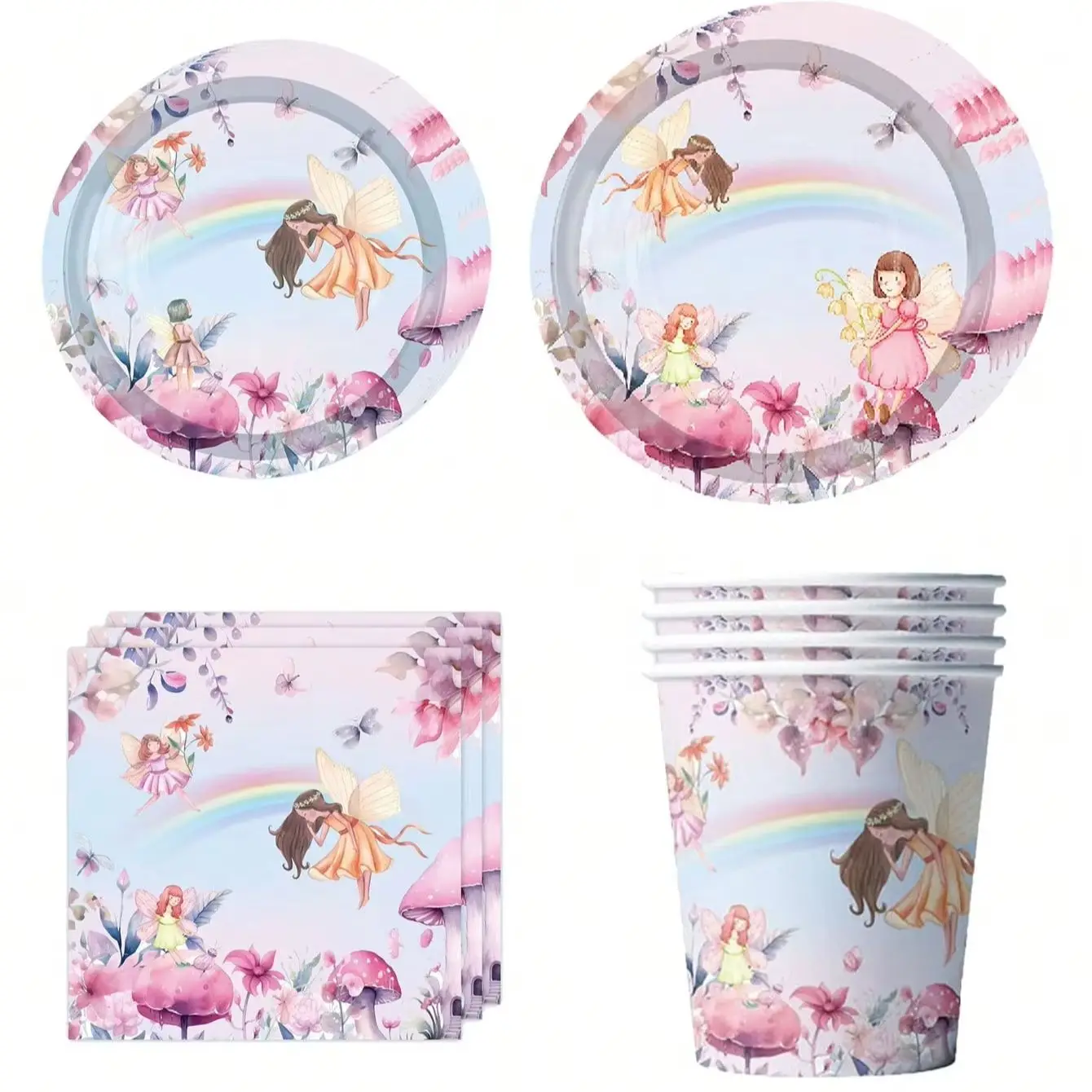 

Fairy Party Decoration Fairy Disposable Tableware Paper Plate Cup Napkin Tablecloth Birthday Party