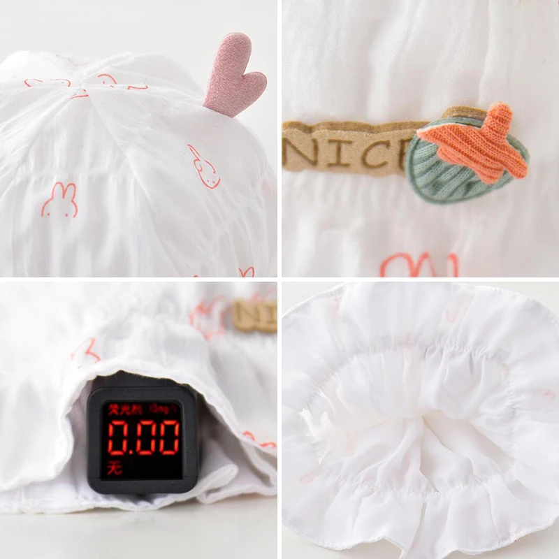 0-6Months Newborn Fisherman Cap Thin Cotton Sunshade Basin Cap Cute Cartoon Baby Fetal Hat Baby Boy Girl Kids Rabbit Sun Visors