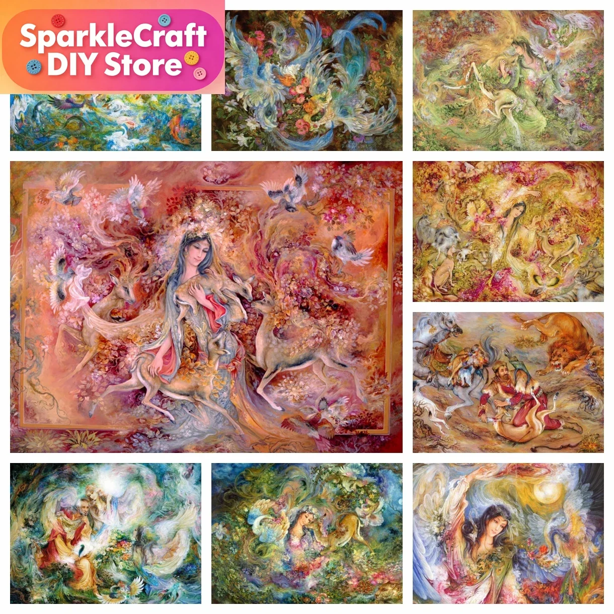 

1PC frameless Persian Abstract Art Miniature Painting Diamond Embroidery Kits Ostad Mahmoud Farshchian Cross Stitch Picture Mosa