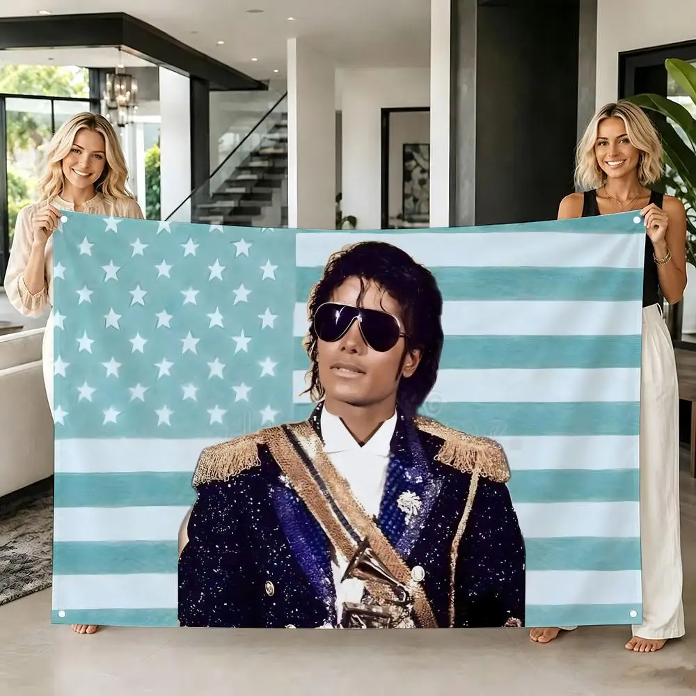King Pop Singer M-Michael Jackson Flags Tapestry Creative Pattern Photo Living Room Wall Art Party Outdoor Decor