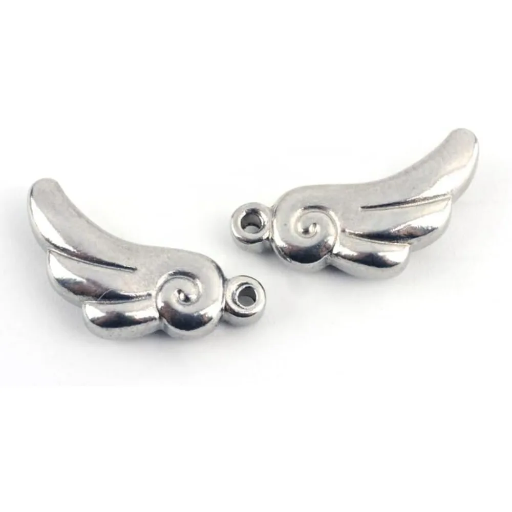 5Pcs 201 Stainless Steel Wing Charms Stainless Steel Color for Women DIY Necklace Bracelet Earring Jewelry Craft Making