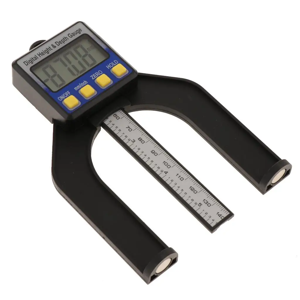 Medidor de altura para madeira, Profundidade Gauge, Grande Display Digital, Tabela Router, mm, mm