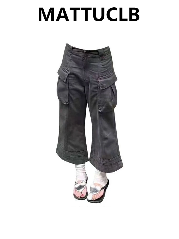 Summmr Women American Retro Jorts Cargo Jean Shorts Punk Abi Y2K Japanese Goblin Core Denim Capris Pants High Street Design Tide