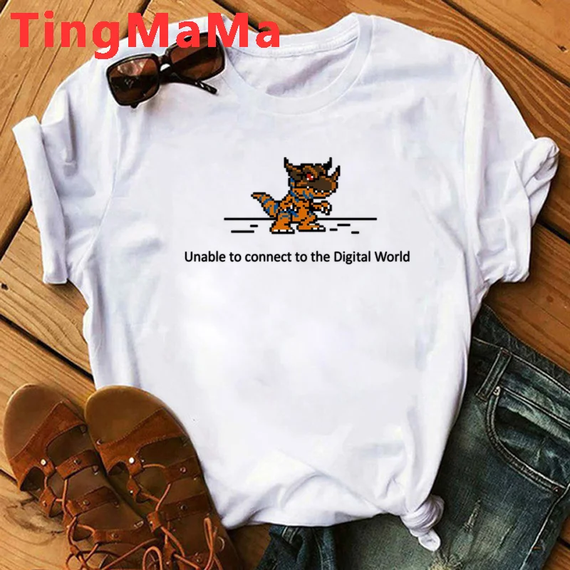 Digimon Agumon top tees tshirt female 2022 vintage japanese harajuku couple clothes top tees streetwear