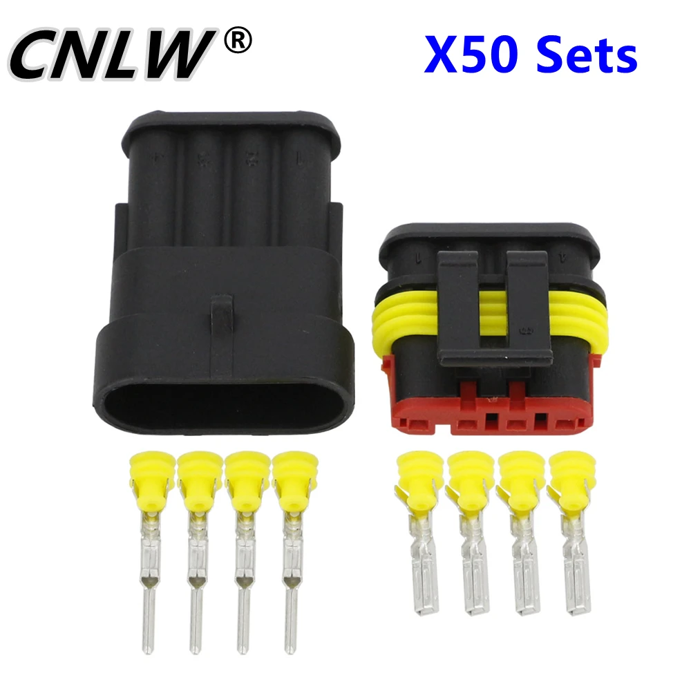 50 Sets 4 Pin 1.5 Connector, DJ7041-1.5-11/21 Waterproof Electrical Wire Connector,Xenon lamp connector Automobile Connector