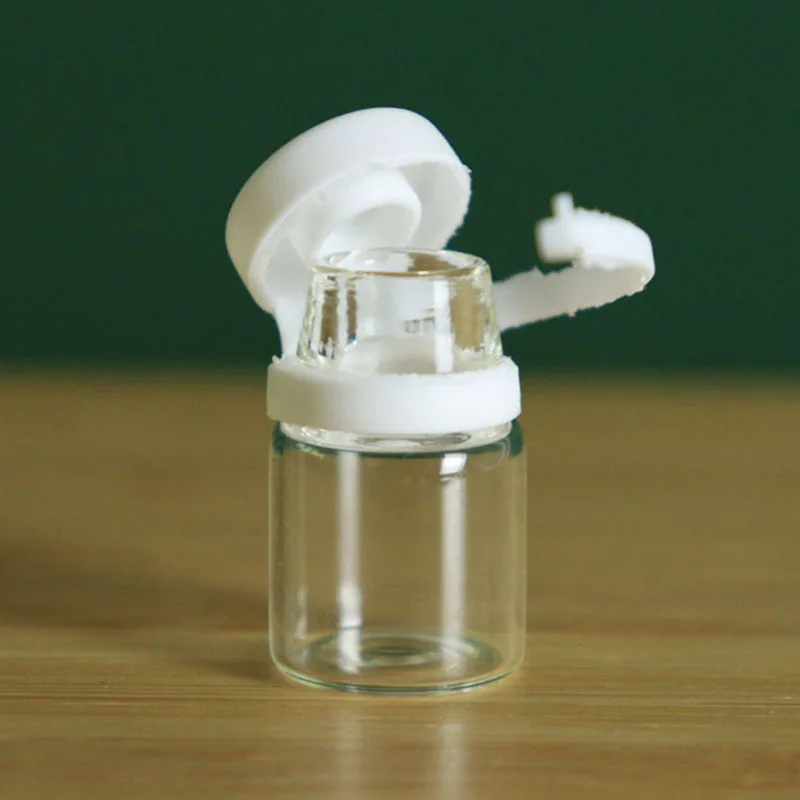 Bouteilles d'huile essentielle vides en verre transparent, 100 pièces, 1/2/3/5ml, pot cosmétique, bouchon blanc, flacons de parfum, bouteille d'échantillon d'essence