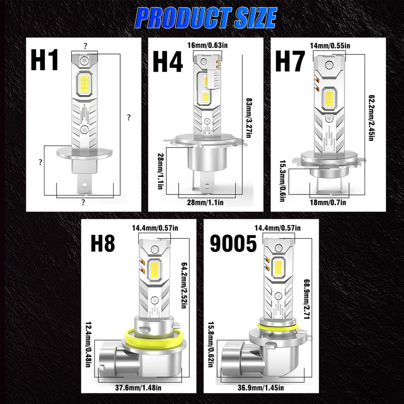 H7 H4 H1 LED Lights for Car Headlight Bulb 1000000LM Mini Wireless Auto Lamp +800% Bright Spotlights Automobile LED Headlamp 12V view 6