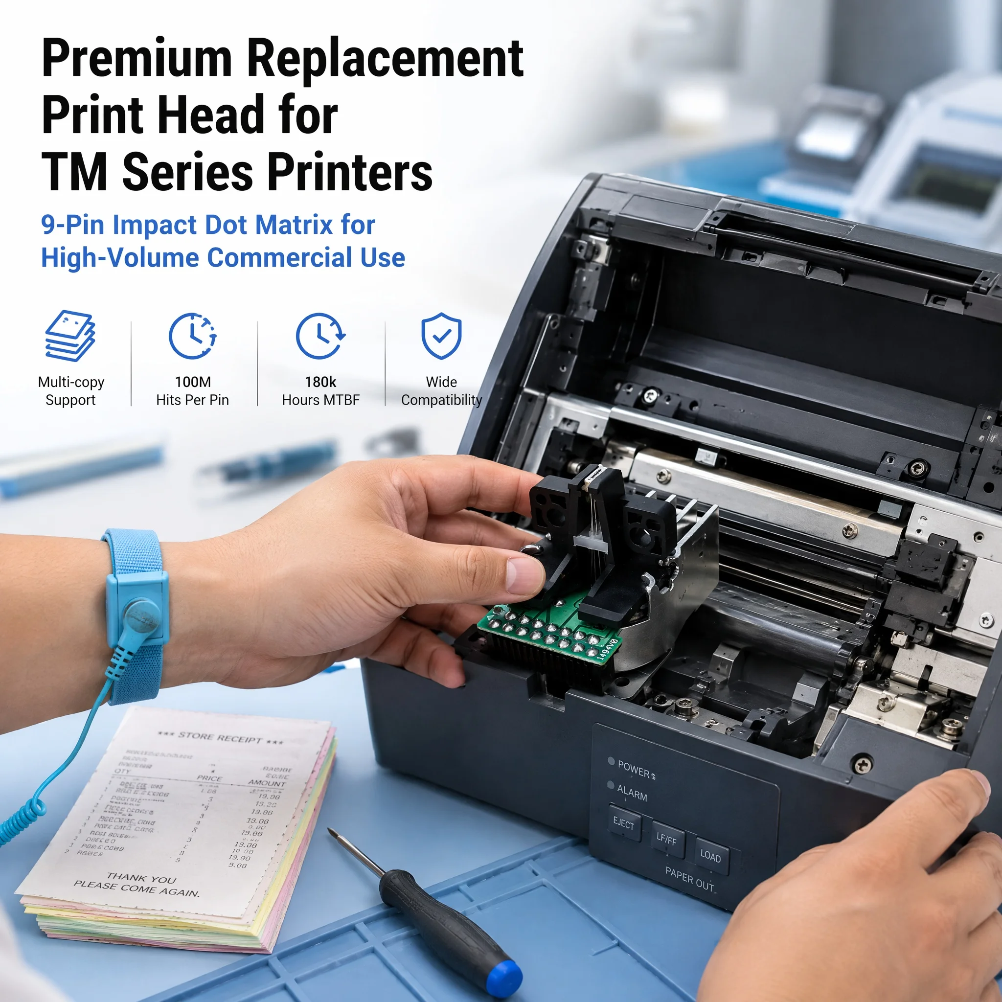 1PCS Print Head TM-U220 Printhead for Epson TM-220 U220PD U220PA B M188D U288B TM-220 TM-U220B TM-U220PB Dot Matrix Printer