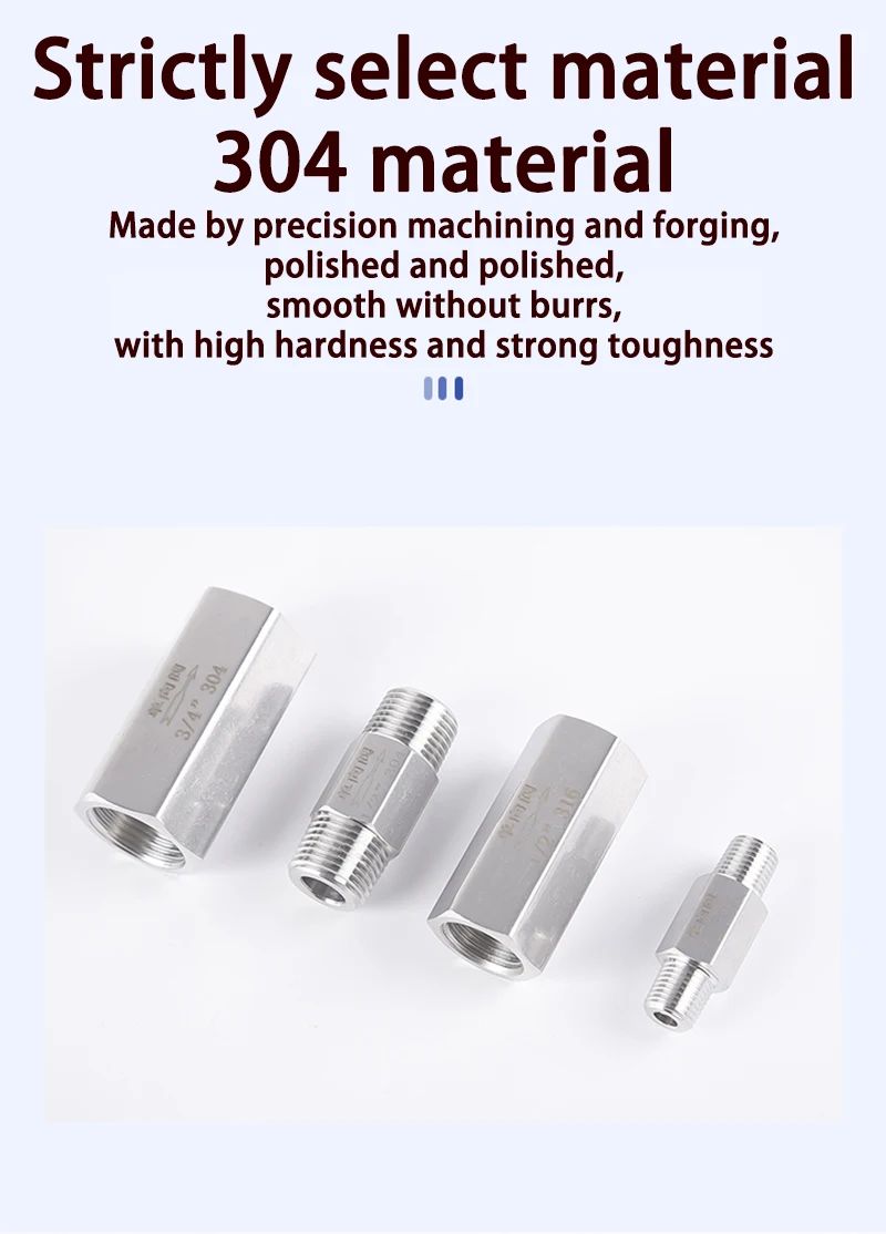 Detalle 3 de Electroválvula 304 316L Stainless Steel Pneumatic Check Valve One Way Valve 1/8 1/4 3/8 1/2 3/4 BSP Thread Air Compressor Non Return Valve Neumática