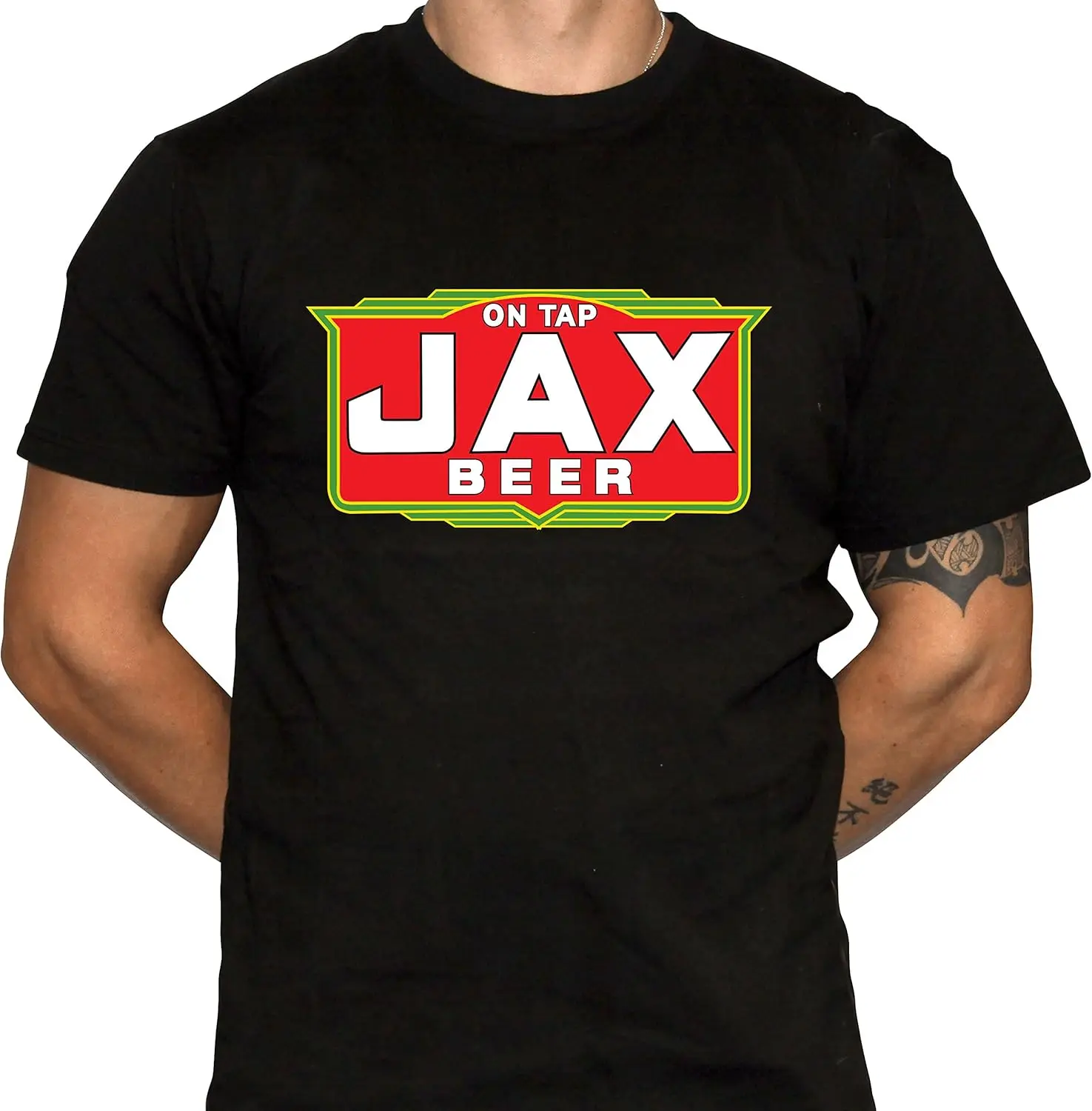 

Jax Beer Shirt Defunct Beer Brand Mens Black Cotton Crew Neck Tshirt