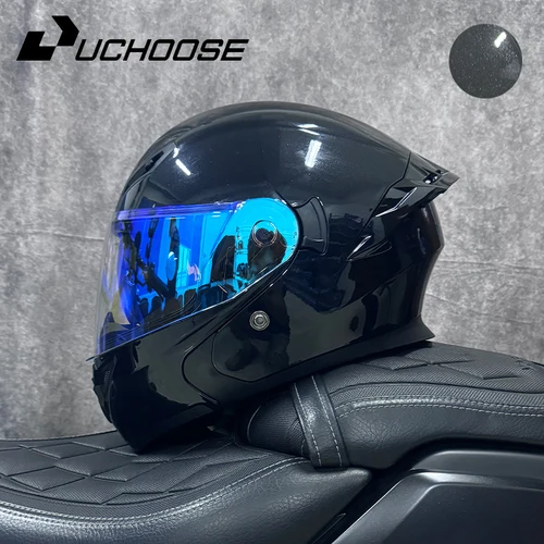 Cascos aprobados por DOT Uchoose, equipo de protección para motocicleta, casco abatible hacia arriba para hombres y mujeres, visera doble para motocicleta
