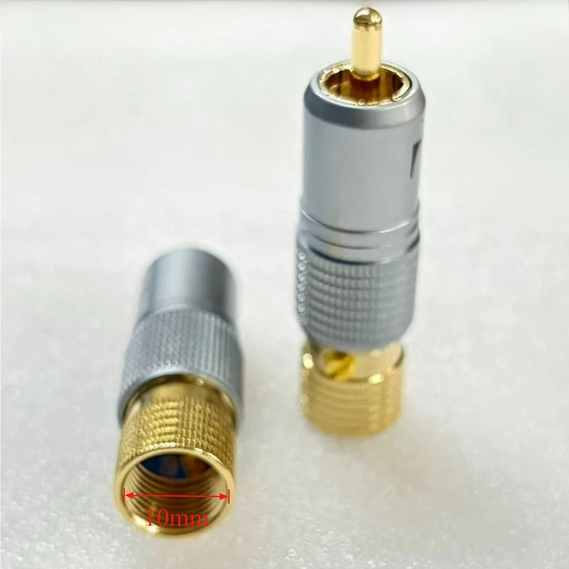 RCA Connector Male Plug Brass Copper Speaker Terminal Soldering 10mm Audio Cables Lotus Style For Amplifier Consumer Electronics