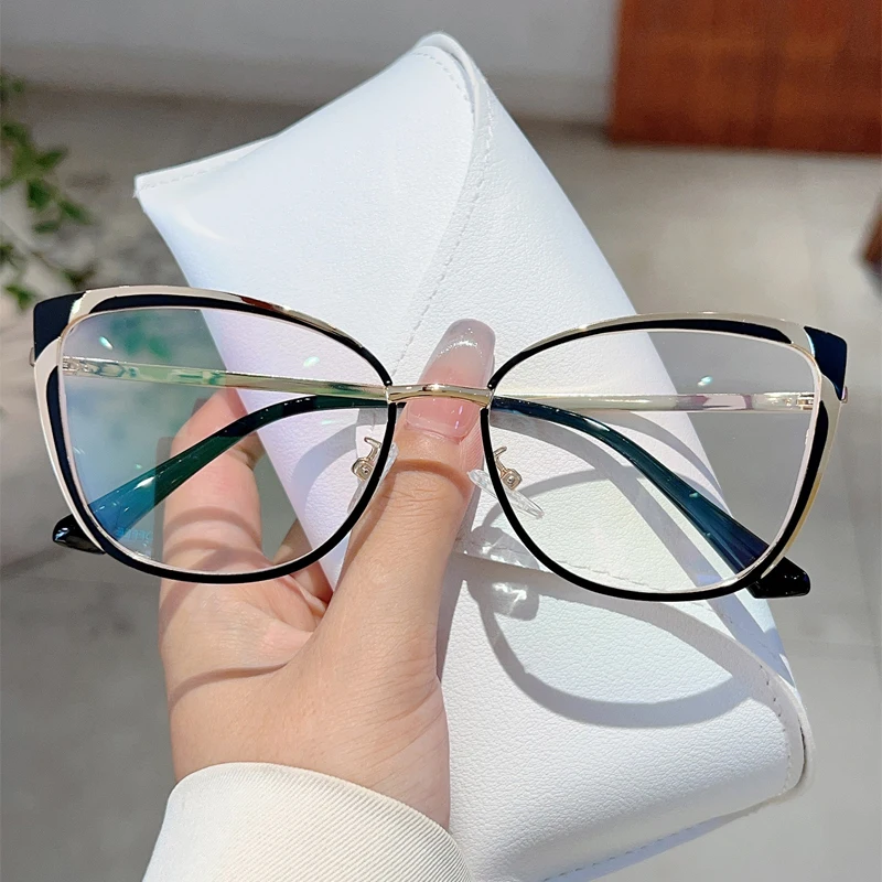 KAMMPT Übergroße Cat-Eye-Brille für Damen, 2024, neues Vintage-Design, dekorative Brillen, trendige Mode, blaues Licht blockierende Brillen