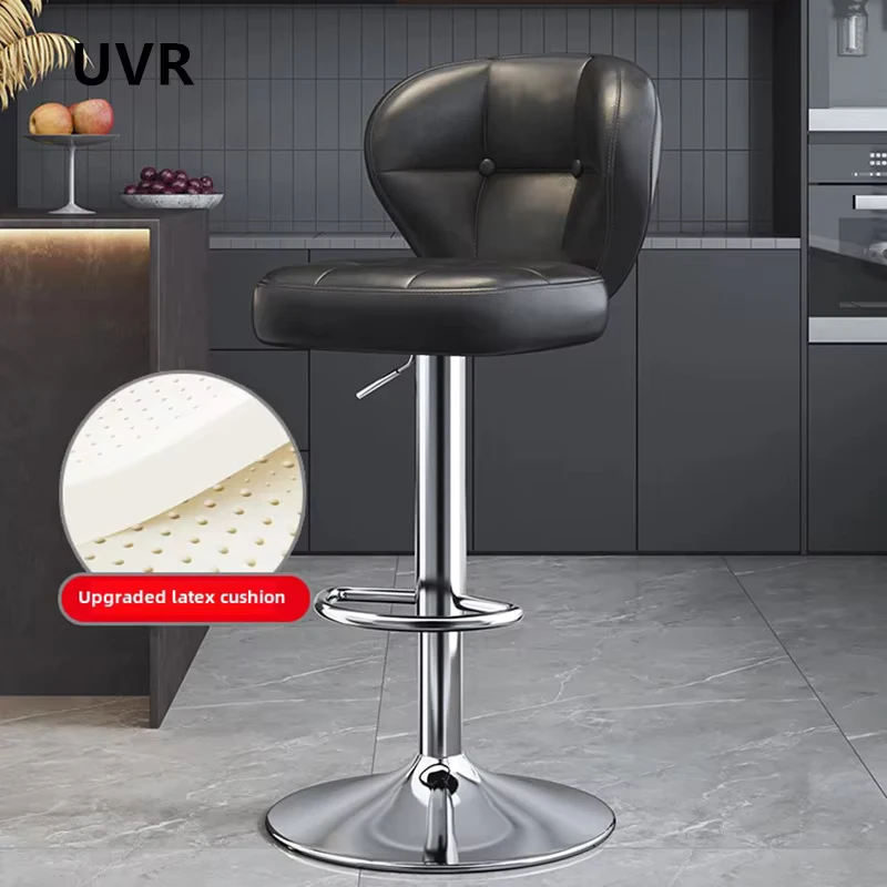 

UVR Light Luxury Bar Stools Lift Swivel Kitchen High Stools Backrest Design Leather Bar Stools Salon Front Cashier Bar Stools