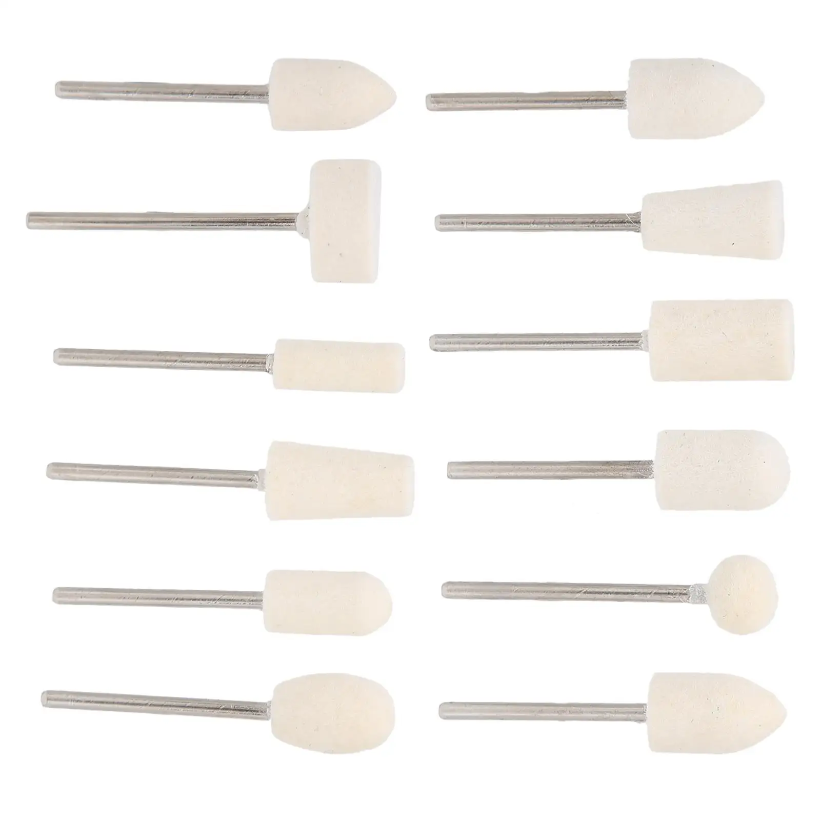 12pcs Wool Felt Nail Grinding Polishing Heads Set for Portable Nail Drill Bits Accessories