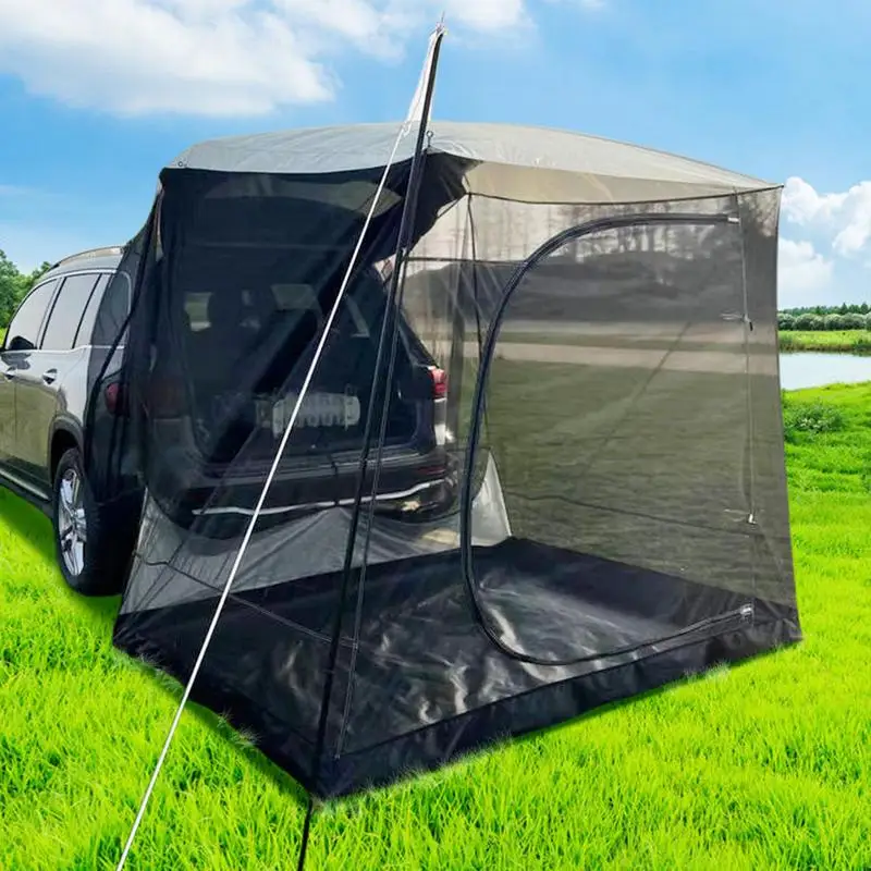 Imagem -04 - Toldo Traseiro da Barraca do Carro com Malha Tendas da Porta Traseira do Carro com Chuva Portátil à Prova de uv Abrigo de Acampamento com Rede Telhado Superior Tenda