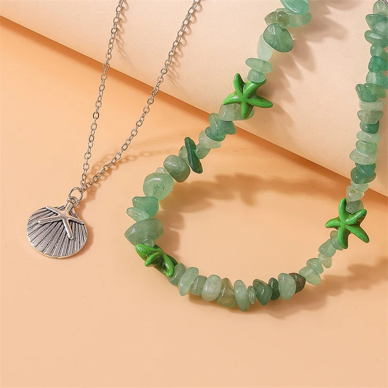 Aihua Boho Kpop Bunte Unregelmäßige Naturstein Hohl Stern Anhänger Halsband Halskette Frauen Goth Perle Kette Y2K Schmuck Zubehör – Detail 9