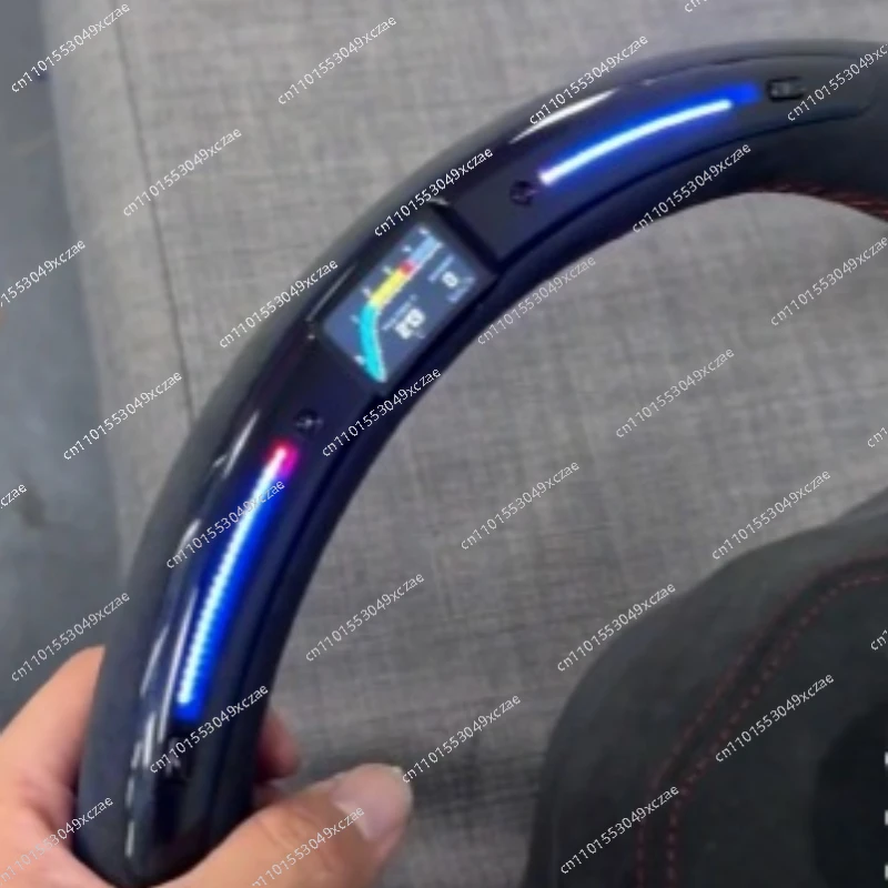 

Suitable for Volkswagen cars modified LED steering wheel competitive light flip fur carbon fiber frame customizable