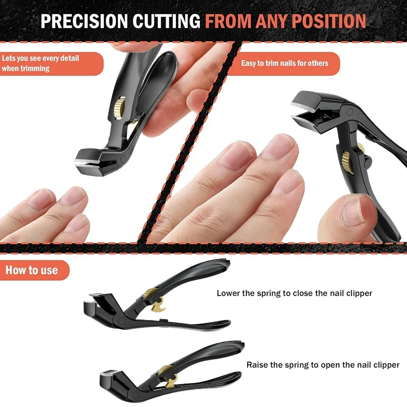 Laihemi 45° Angled Wide Jaw Toenail Clipper, Anti-Splash Stainless Steel Spring Loaded for Thick Hard Toenails Seniors