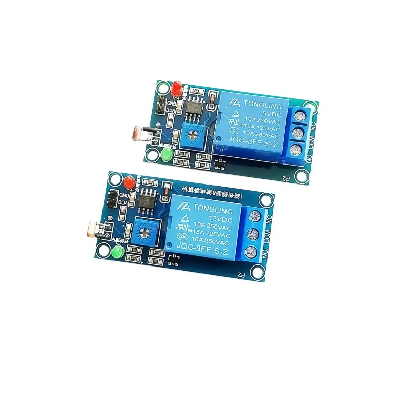 Light controlled switch, light seeking module, photoresistor and relay module, light detection 5V/12V
