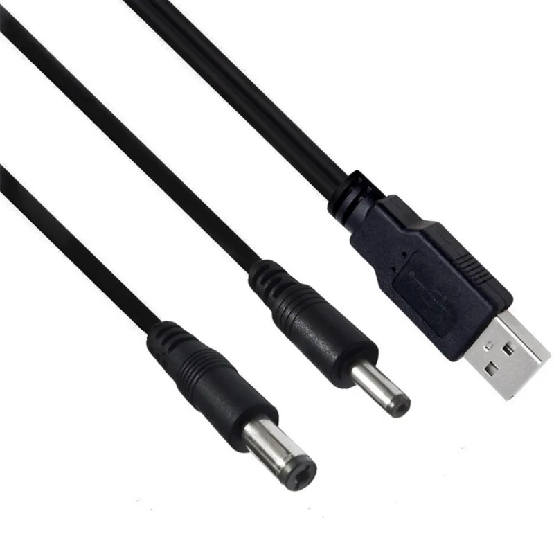 Câble d'alimentation USB mâle vers DC, 2 en 1, USB2.0, 3.5x1.35mm, 5.5x2.1mm, 0.3m