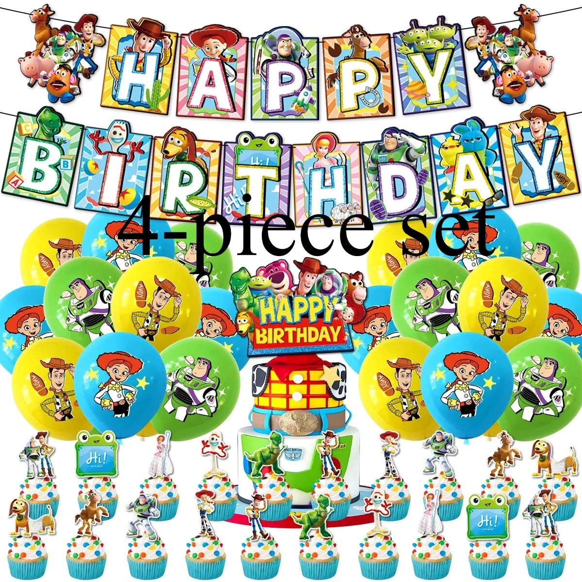 2026 new Colorful DIY Toy Story party decor  balloons pull flags cake toppers strawberry bear woody buzz lightyear S