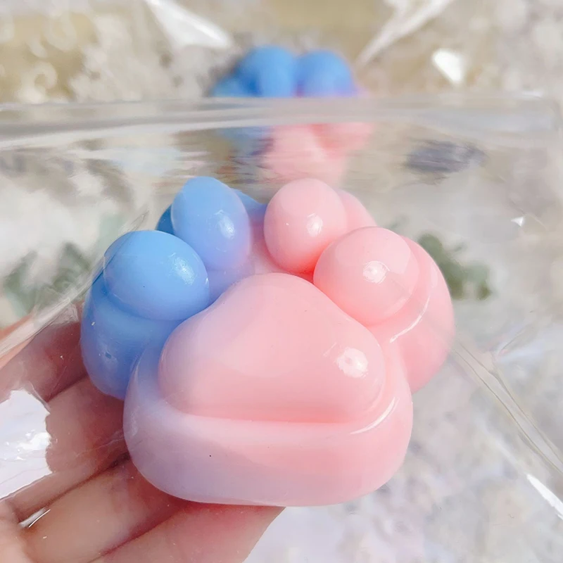 Creative Cartoon Cute Pink Blue Colors Cat Paws Soft Pinch Squeeze Toy Adult Stress Relief Children Quick Rebound Venting Toys