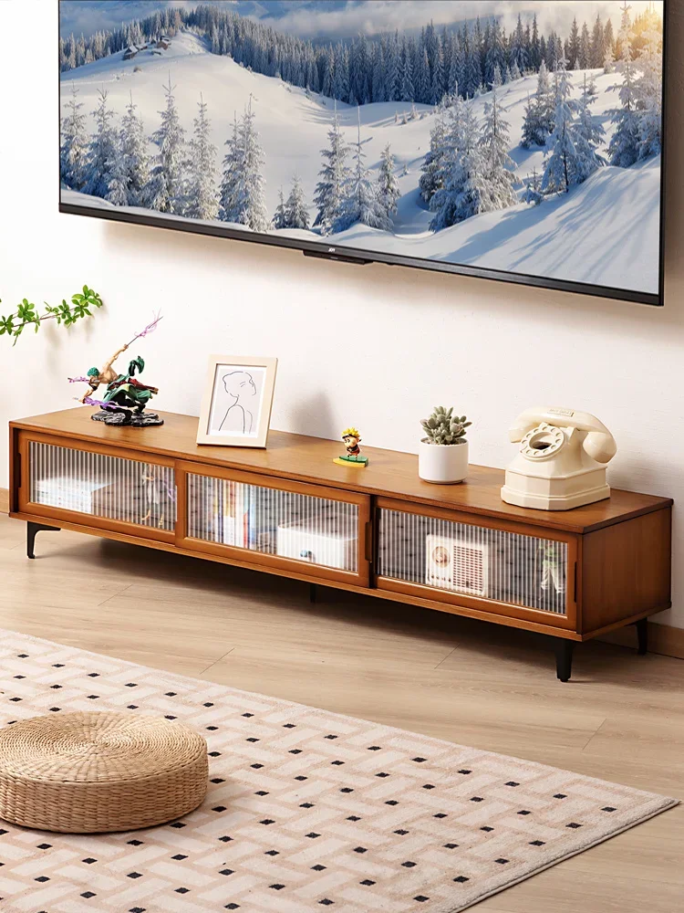 

TV cabinet simple modern coffee table TV cabinet combination small apartment living room solid wood telescopic light luxury