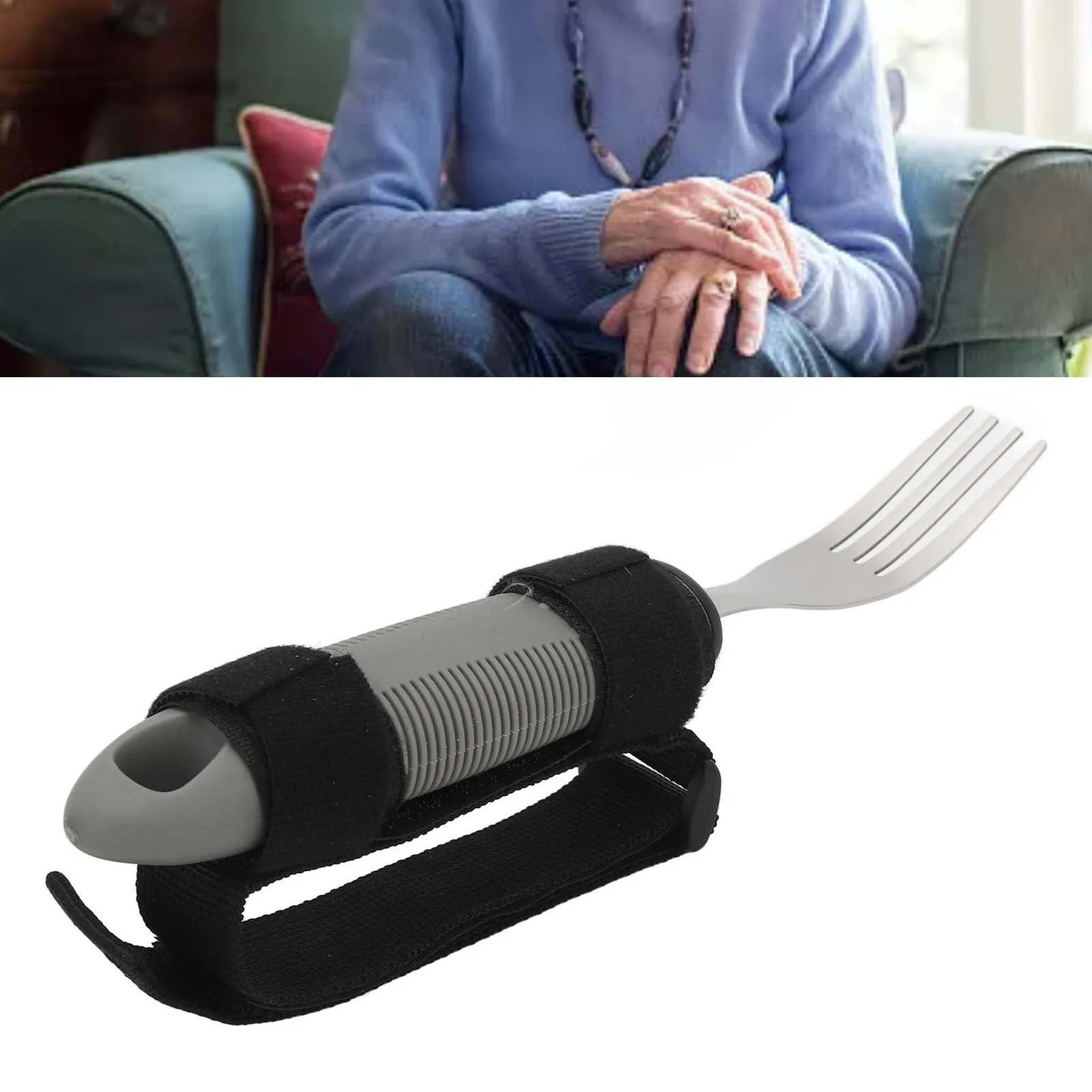 شوكة أدوات التكيف اليد الكفة الأكل الإيدز الفولاذ المقاوم للصدأ شوكة للمعاقين لالتهاب المفاصل السكتة الدماغية