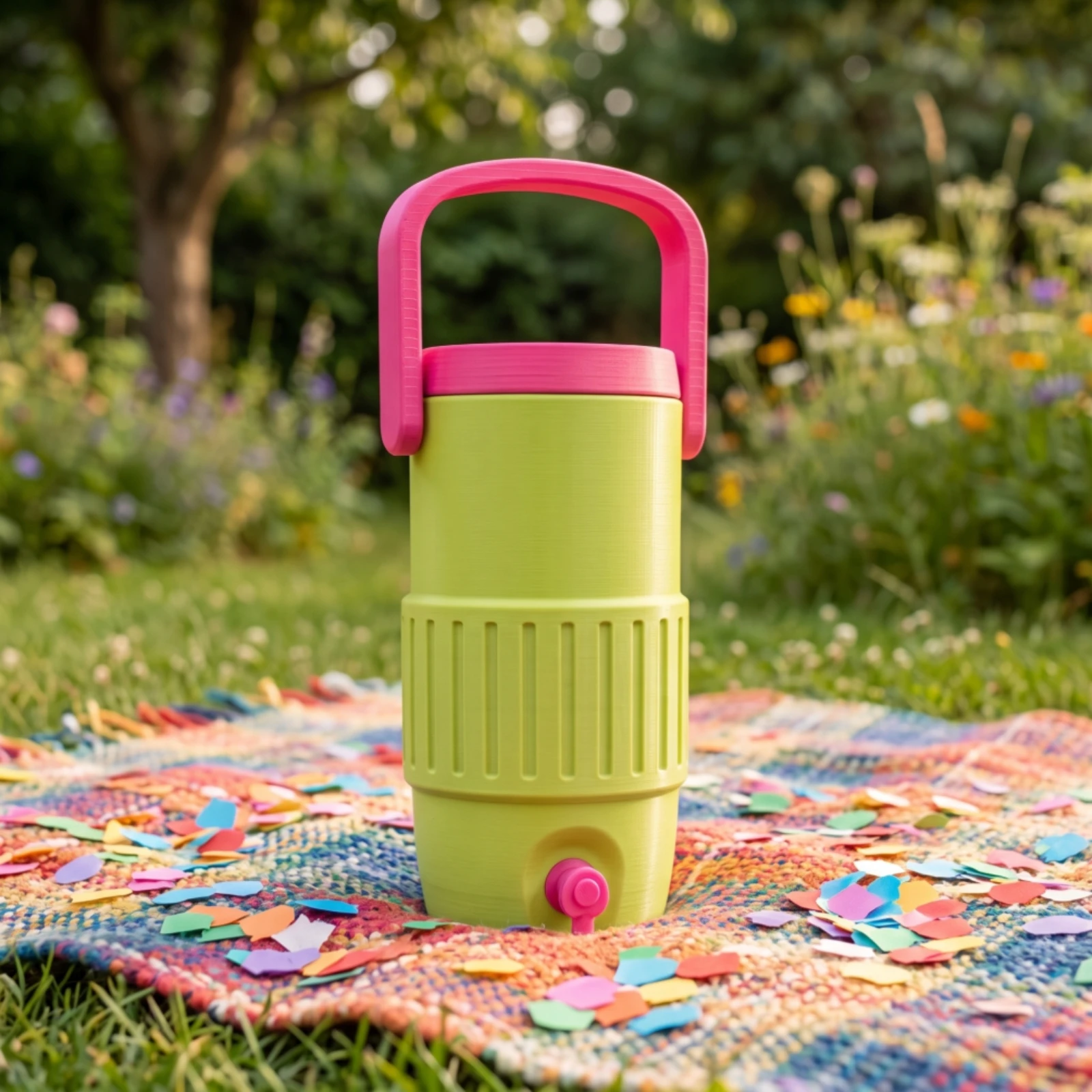 Can Holder with Handle 3D-Printed Can Cooler with Handle Beverage Holder with Lid Easy-Grip Portable for Parties, Poolside