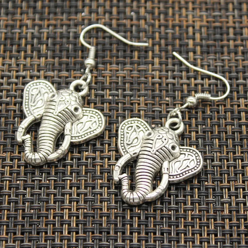 New Fashion Handmade Lovely Thailand Mounts Elephant Pendants Silver Color Earrings For Womens Style