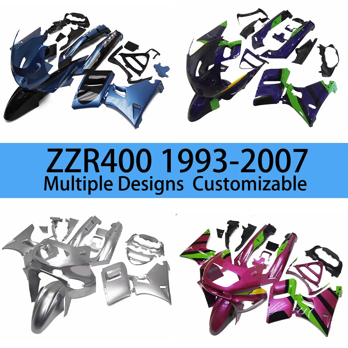 Para KAWASAKI ZZR 400 1993-2007 Kit de carenado ZZR400 93 94 95 96 97 98 99 00 01 02 03 04 05 06 07 carenados de motocicleta del mercado de accesorios