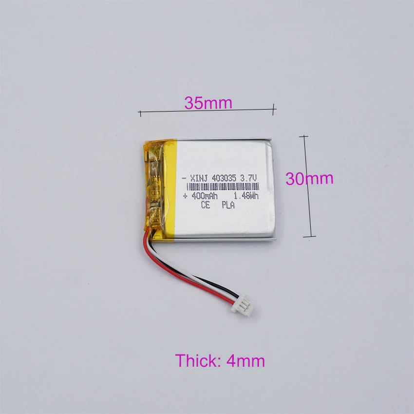 2 sztuki 3.7V 400mAh 1,48wh polimerowy akumulator akumulator litowy Lipo litowo-jonowy 403035 JST-SH 1.0mm 3Pin do GPS DashCam głośnik