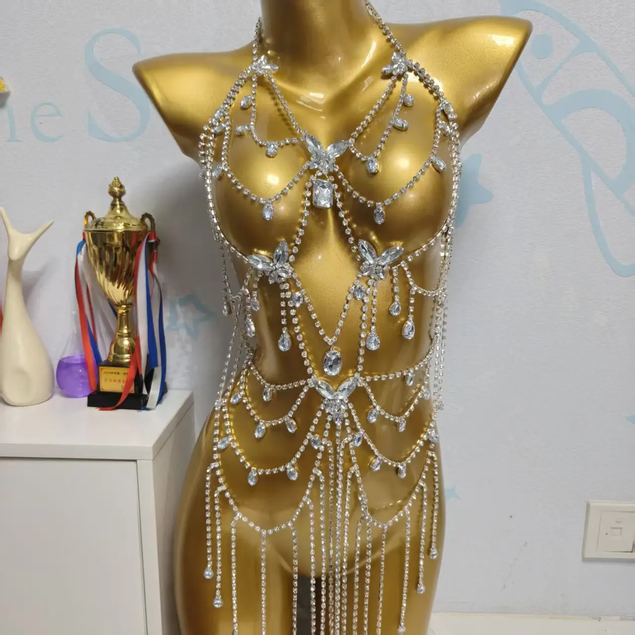 Hot Selling Handmade Acrylic Bead Top, Colorful Butterfly Bikini Chest Decoration, Nightclub Spicy Girl Sexy Bead Vest Top