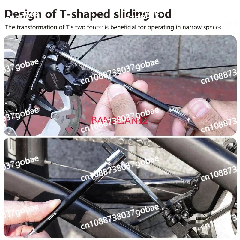 WXGJ Bicycle Sliding Rod Hexagonal Wrench 2.5/3/4/5/6/8/10mm T25 Professional T-shaped Sliding Rod Maintenance Tool