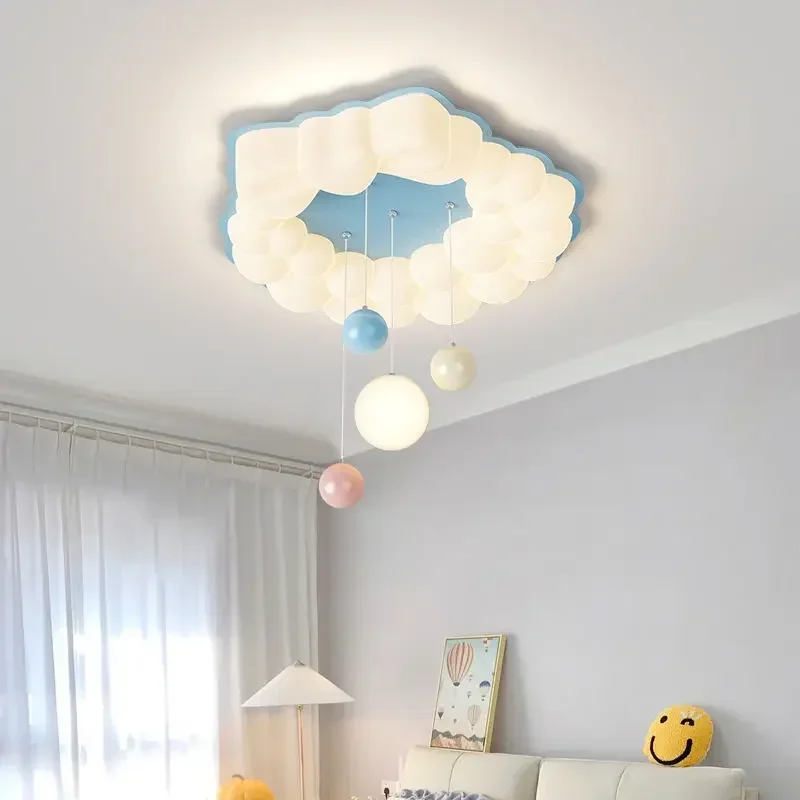 Full spectrum bedroom lamp with cream wind, bubble suspension ball for eye protection, creative and warm room ceiling light